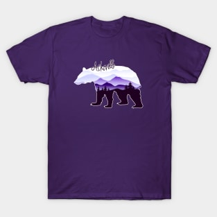 Asheville Blue Ridge Mountains - Black Bear - PurpleBG 26 T-Shirt